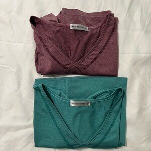 Women's V-Neck Athletic Tops - Burgundy and Teal